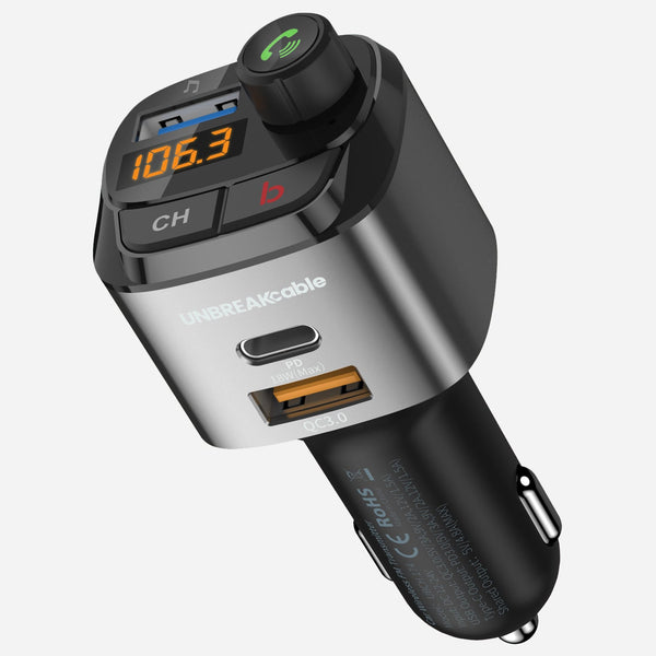 Bluetooth FM Transmitter for Car USB Fast Car Charger - UNBREAKcable