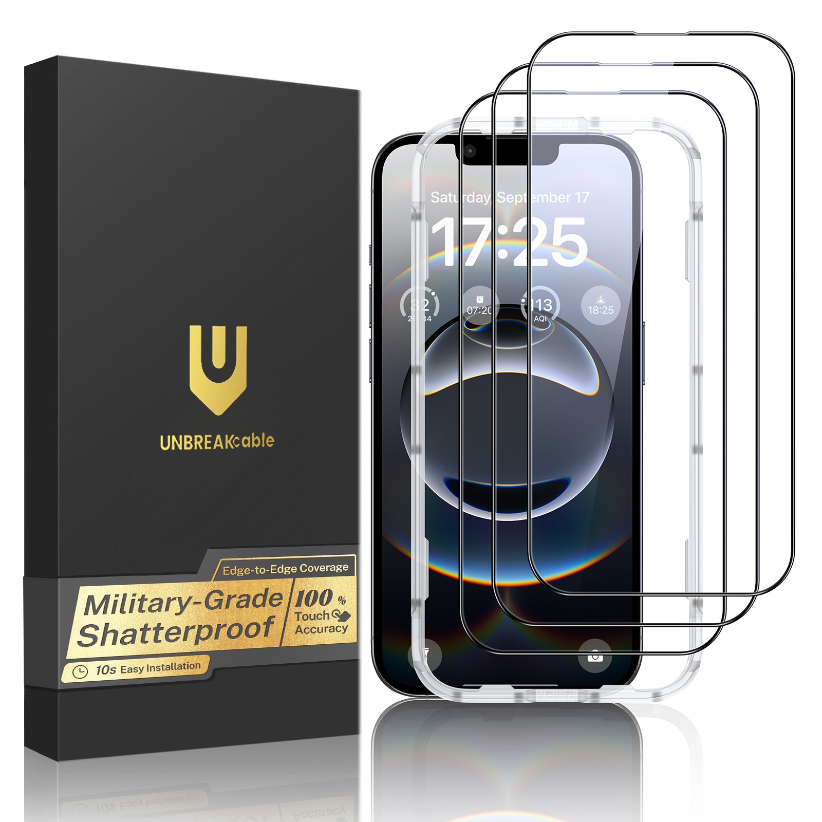 iPhone 16 Series Screen Protector, Shatterproof Tempered Glass, 3-Pack