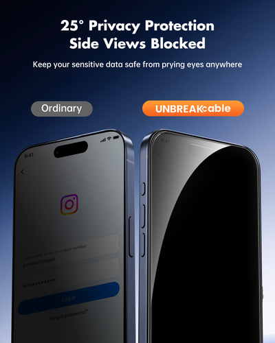 Privacy Screen Protector for iPhone 15 Series, 25° Anti-Spy Tempered Glass, 3-Pack
