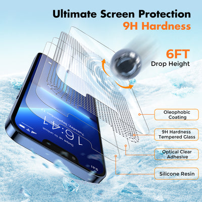 Double Shatterproof Tempered Glass Easy Installation 9H Hardness - 2 Pack