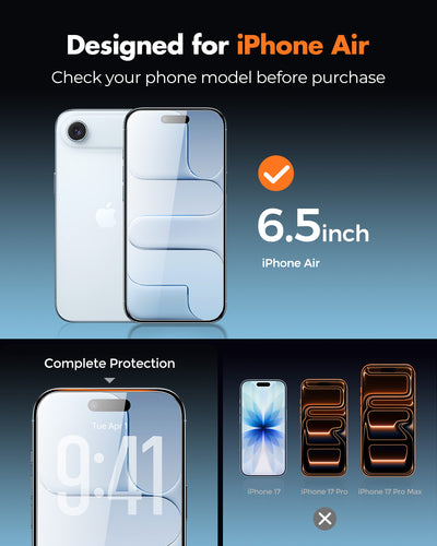 Screen Protector for iPhone 17 Air, Double Shatterproof Tempered Glass