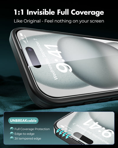 iPhone 15 Series Screen Protector, 9H+ Tempered Glass- 3 Pack