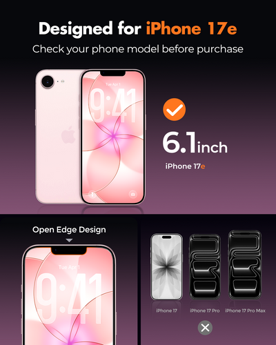 Screen Protector for iPhone 17 e, Double Shatterproof Tempered Glass
