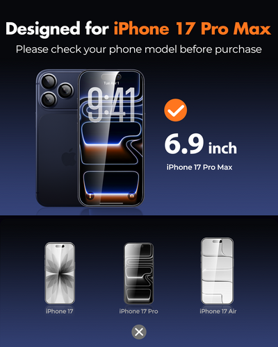 iPhone 17 Series Screen Protector 3-Pack with Camera Protection