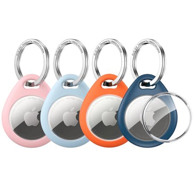 UNBREAKcable 4-Pack AirTag Case with Keychain 360° Protective Holder TPU