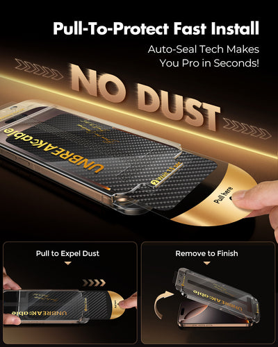 Screen Protector for iPhone 16 Series, Pull-To-Protect Easy Installation, Auto Dust-Elimination-2 Pack