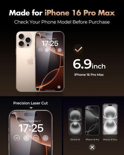 iPhone 16 Series Screen Protector, 9H+ Tempered Glass- 3 Pack