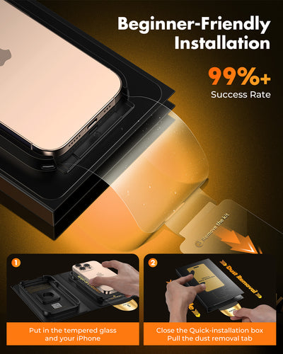 iPhone 16 Series Screen Protector with Quick-Installation Box,3-Pack