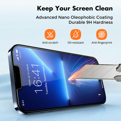 Double Shatterproof Tempered Glass Easy Installation 9H Hardness - 2 Pack
