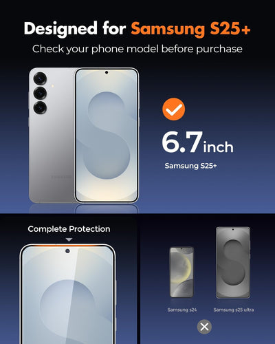 UNBREAKcable 3-Pack Screen Protector for Samsung Galaxy S25+ Tempered Glass 9H