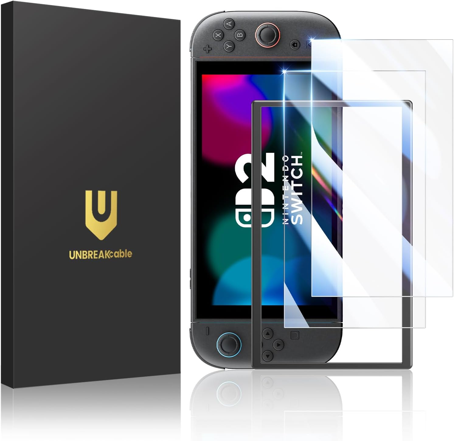 UNBREAKcable 2-Pack Screen Protector for Nintendo Switch 2 7.9" Tempered Glass 9H