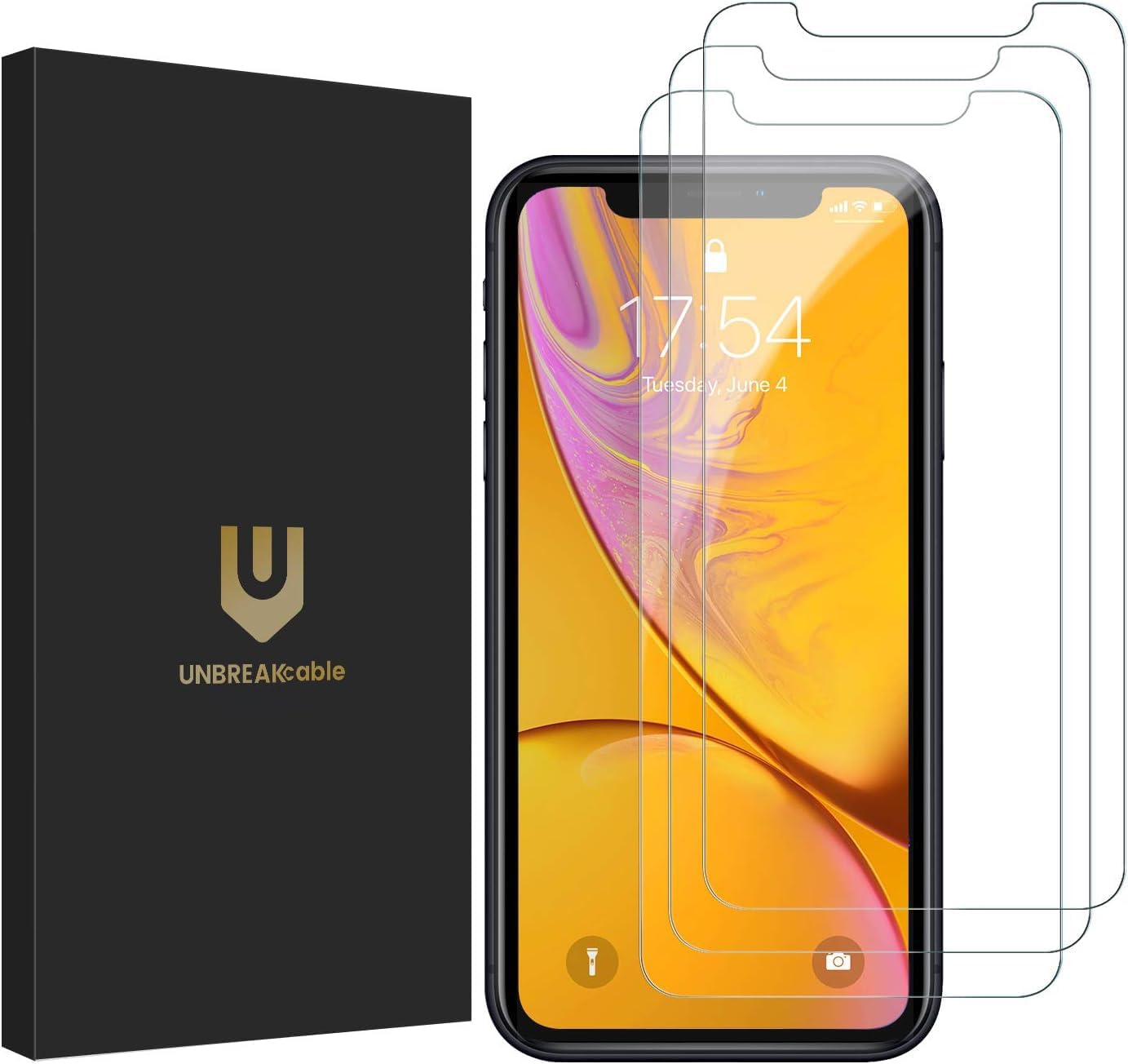 UNBREAKcable 3-Pack Screen Protector for iPhone 11/XR Tempered Glass 9H