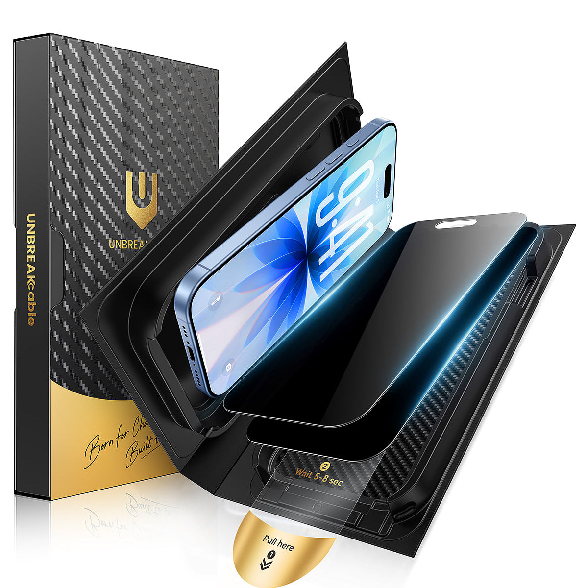 iPhone 17 Series Privacy Screen Protector QuickSet Box, 25° Anti-Spy Tempered Glass