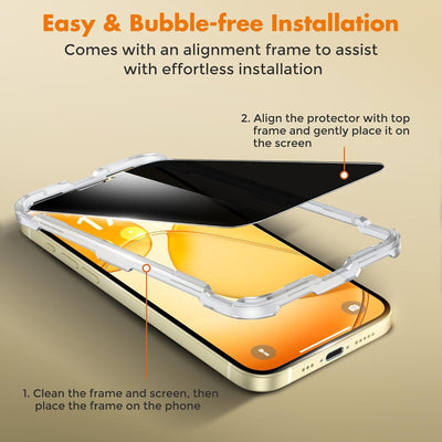 UNBREAKcable 2-Pack Privacy Screen Protector for iPhone 15 Tempered Glass 9H