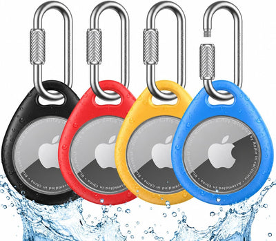 UNBREAKcable 4-Pack AirTag Holder with Locking Carabiner Waterproof TPU Case