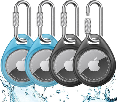 UNBREAKcable 4-Pack AirTag Holder with Locking Carabiner Waterproof TPU Case