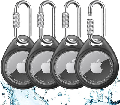 UNBREAKcable 4-Pack AirTag Holder with Locking Carabiner Waterproof TPU Case