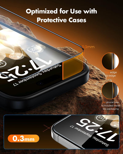 UNBREAKcable 3-Pack Screen Protector for iPhone 15 Pro Max Tempered Glass 9H