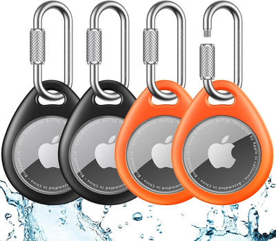 UNBREAKcable 4-Pack AirTag Holder with Locking Carabiner Waterproof TPU Case
