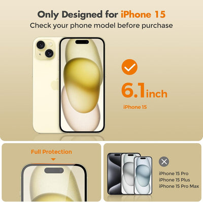 UNBREAKcable 2-Pack Privacy Screen Protector for iPhone 15 Tempered Glass 9H