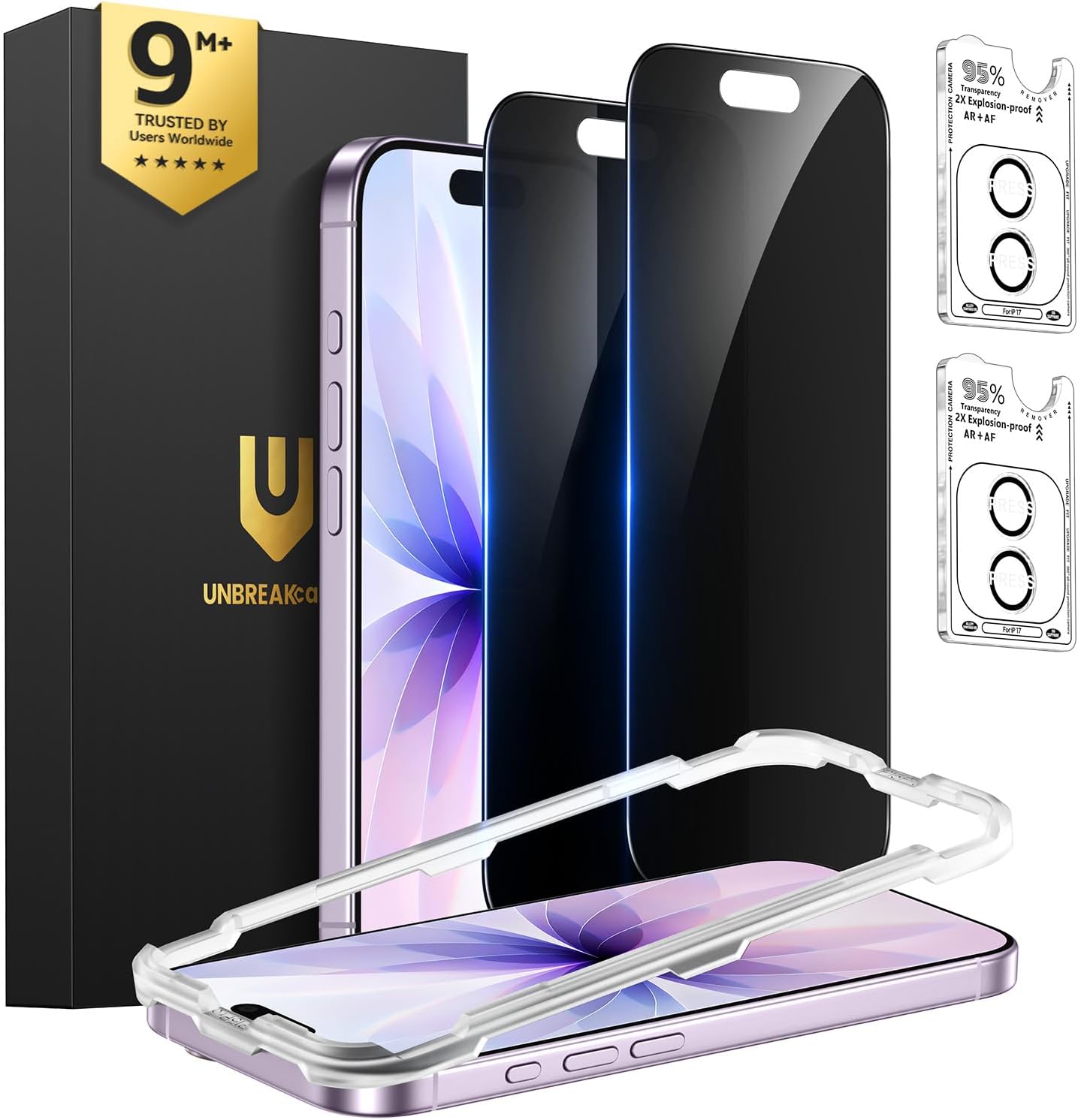 UNBREAKcable Privacy Screen Protector for iPhone 17 Tempered Glass 9H