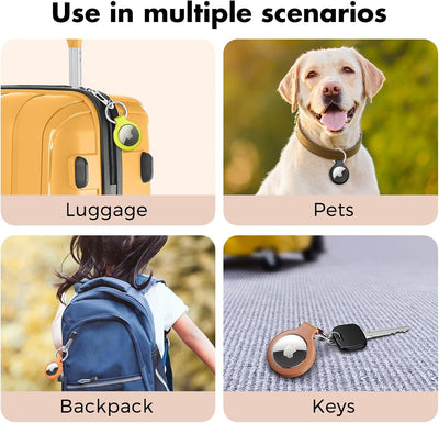 UNBREAKcable 4-Pack AirTag Case with Keychain 360° Protective Holder TPU