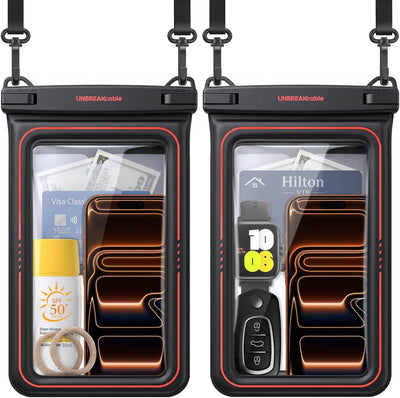 UNBREAKcable 2-Pack Floating Waterproof Phone Pouch IPX8 Dry Bag for iPhone 17 Pro Max Samsung S25 Ultra Up to 7.0"