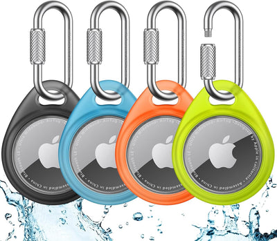 UNBREAKcable 4-Pack AirTag Holder with Locking Carabiner Waterproof TPU Case