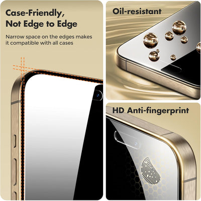 UNBREAKcable 2-Pack Privacy Screen Protector for iPhone 15 Pro Tempered Glass 9H