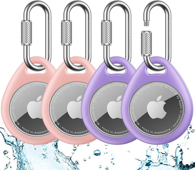 UNBREAKcable 4-Pack AirTag Holder with Locking Carabiner Waterproof TPU Case