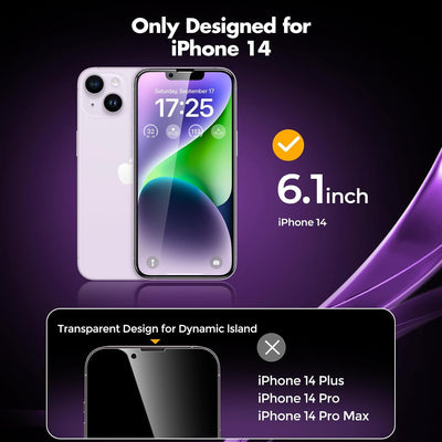 UNBREAKcable Privacy Screen Protector for iPhone 14 Tempered Glass 9H