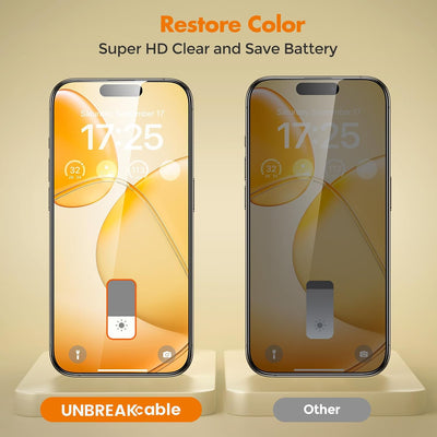UNBREAKcable 2-Pack Privacy Screen Protector for iPhone 15 Tempered Glass 9H