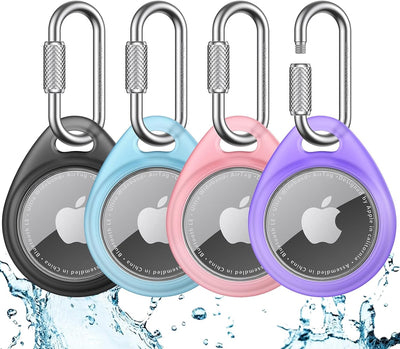 UNBREAKcable 4-Pack AirTag Holder with Locking Carabiner Waterproof TPU Case