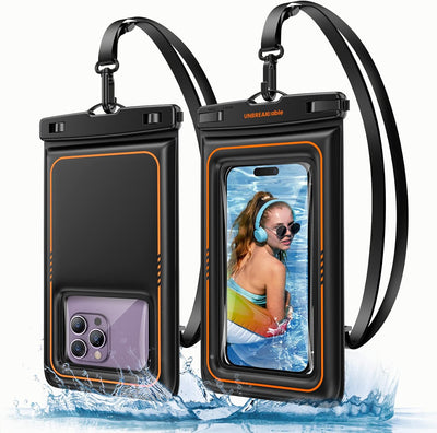 UNBREAKcable 2-Pack Floating Waterproof Phone Pouch IPX8 Dry Bag for iPhone 17 Pro Max Samsung S25 Ultra Up to 7.0"