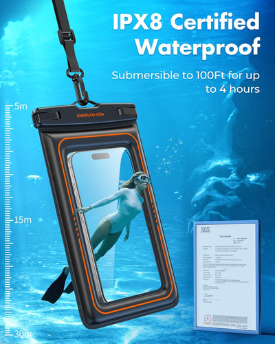 UNBREAKcable 2-Pack Floating Waterproof Phone Pouch IPX8 Dry Bag for iPhone 17 Pro Max Samsung S25 Ultra Up to 7.0"