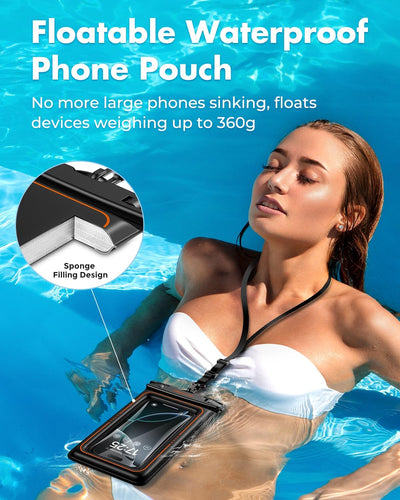 UNBREAKcable 2-Pack Floating Waterproof Phone Pouch IPX8 Dry Bag for iPhone 17 Pro Max Samsung S25 Ultra Up to 7.0"