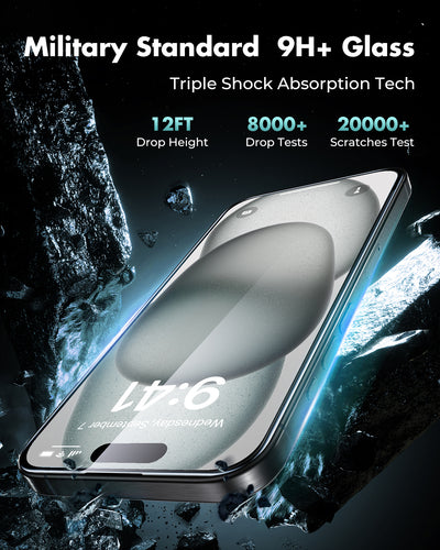 iPhone 15 Series Screen Protector, 9H+ Tempered Glass- 3 Pack