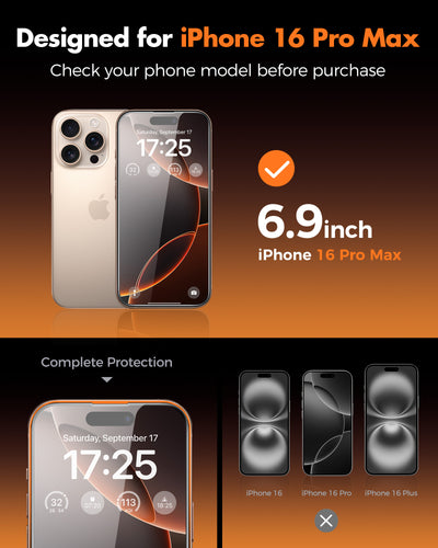 Screen Protector for iPhone 16 Series - Privacy Tempered Glass+Clear Glass Double Shatterproof