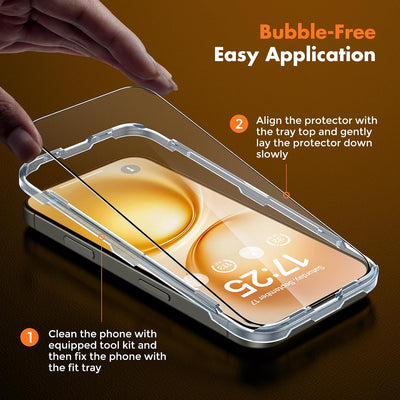 UNBREAKcable 3-Pack Screen Protector for iPhone 15 Pro Tempered Glass 9H
