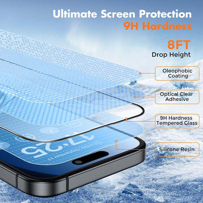 UNBREAKcable 3-Pack Screen Protector for iPhone 15 Tempered Glass 9H