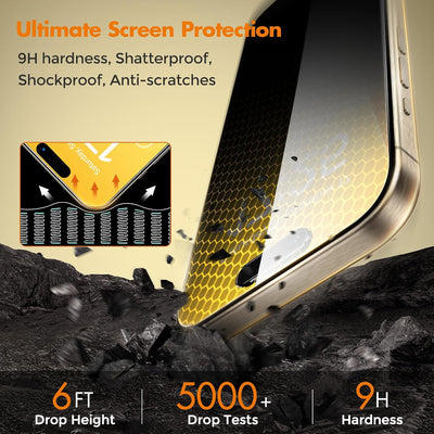 UNBREAKcable 2-Pack Privacy Screen Protector for iPhone 15 Pro Tempered Glass 9H