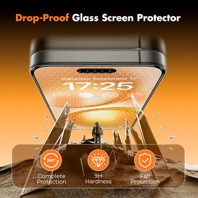 UNBREAKcable 3-Pack Screen Protector for iPhone 15 Pro Tempered Glass 9H