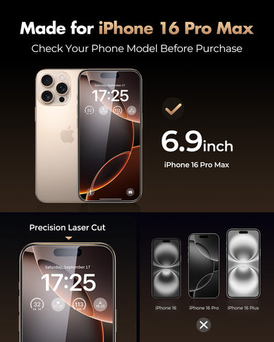 Screen Protector for iPhone 16 Series, Pull-To-Protect Easy Installation, Auto Dust-Elimination-2 Pack