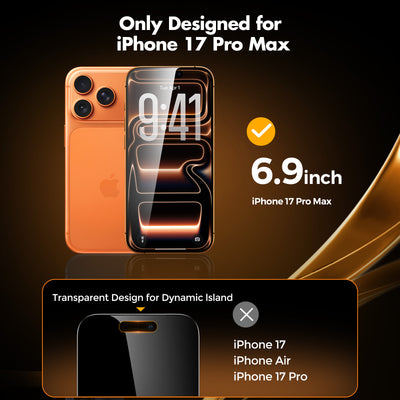 Privacy Screen Protector for iPhone 17 Series, Full Coverage Shatterproof Tempered Glass,2-Pack
